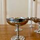 Set of 9 vintage silver stainless steel dessert bowls
