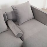 Silver velour corner sofa, Scandinavian design, 00s