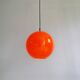 Vintage orange opaline glass pendant light (4 available), 1970s