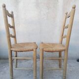 2 vintage straw chairs