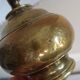 Ancient brass lamp with its youthd shade motifs farm animals