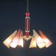 Bi-color chandelier, perforated metal, France Mid-Century