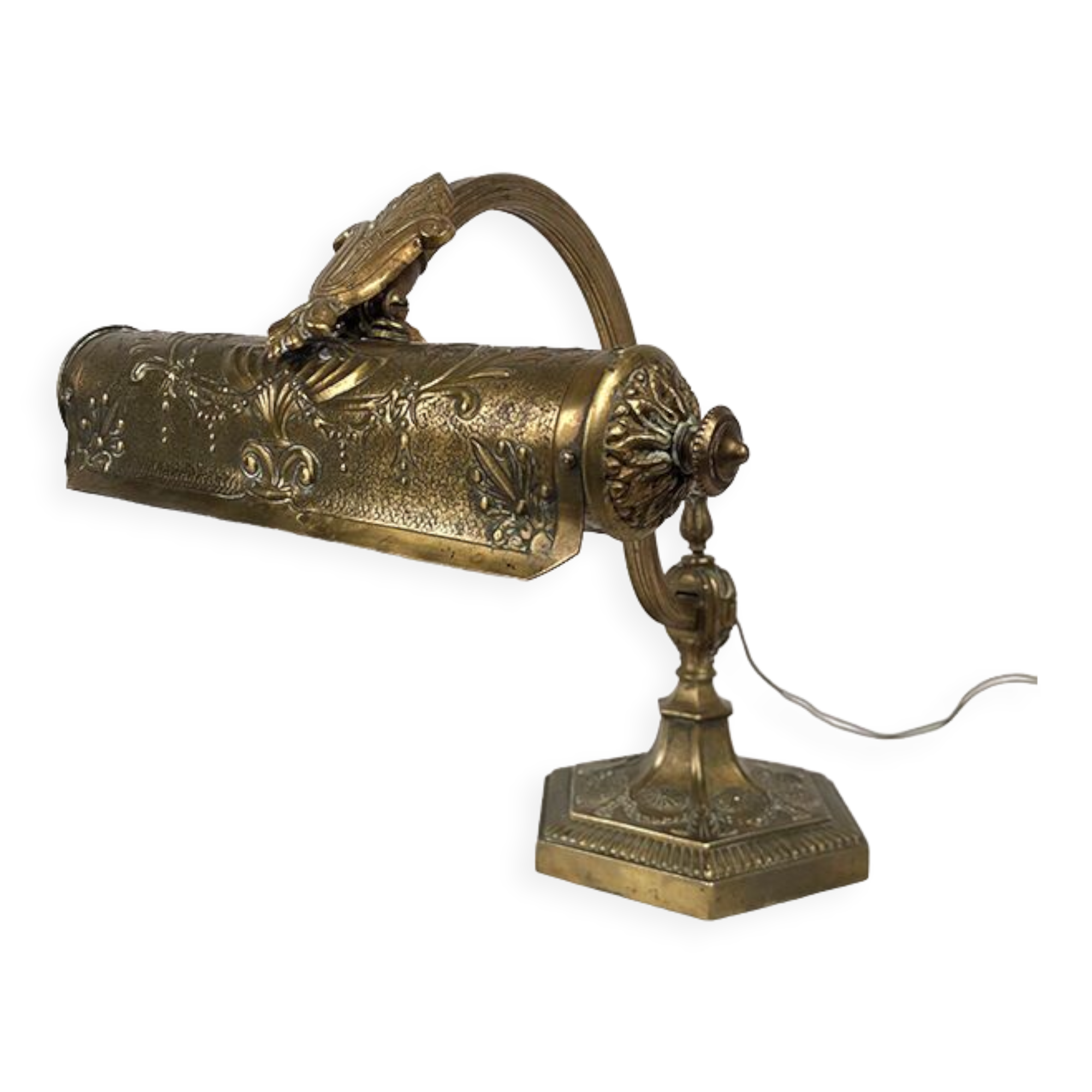 Articulated desk lamp, bronze and brass circa 1900