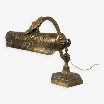 Lampe de bureau articulée, bronze et laiton vers 1900