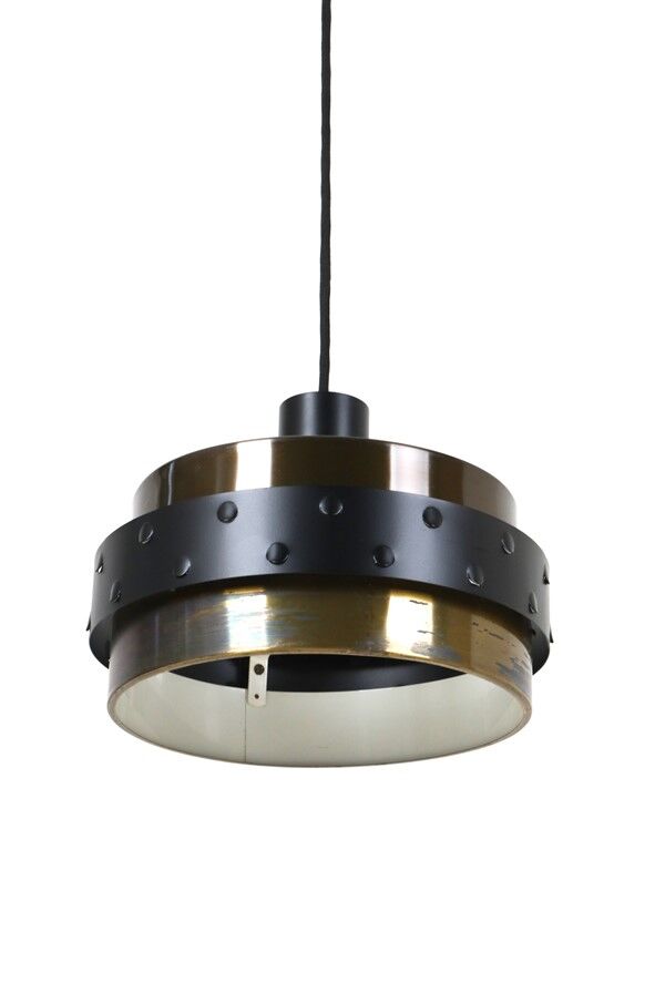 Mid-century brass pendant lamp / 1960s / Danish modern design / black