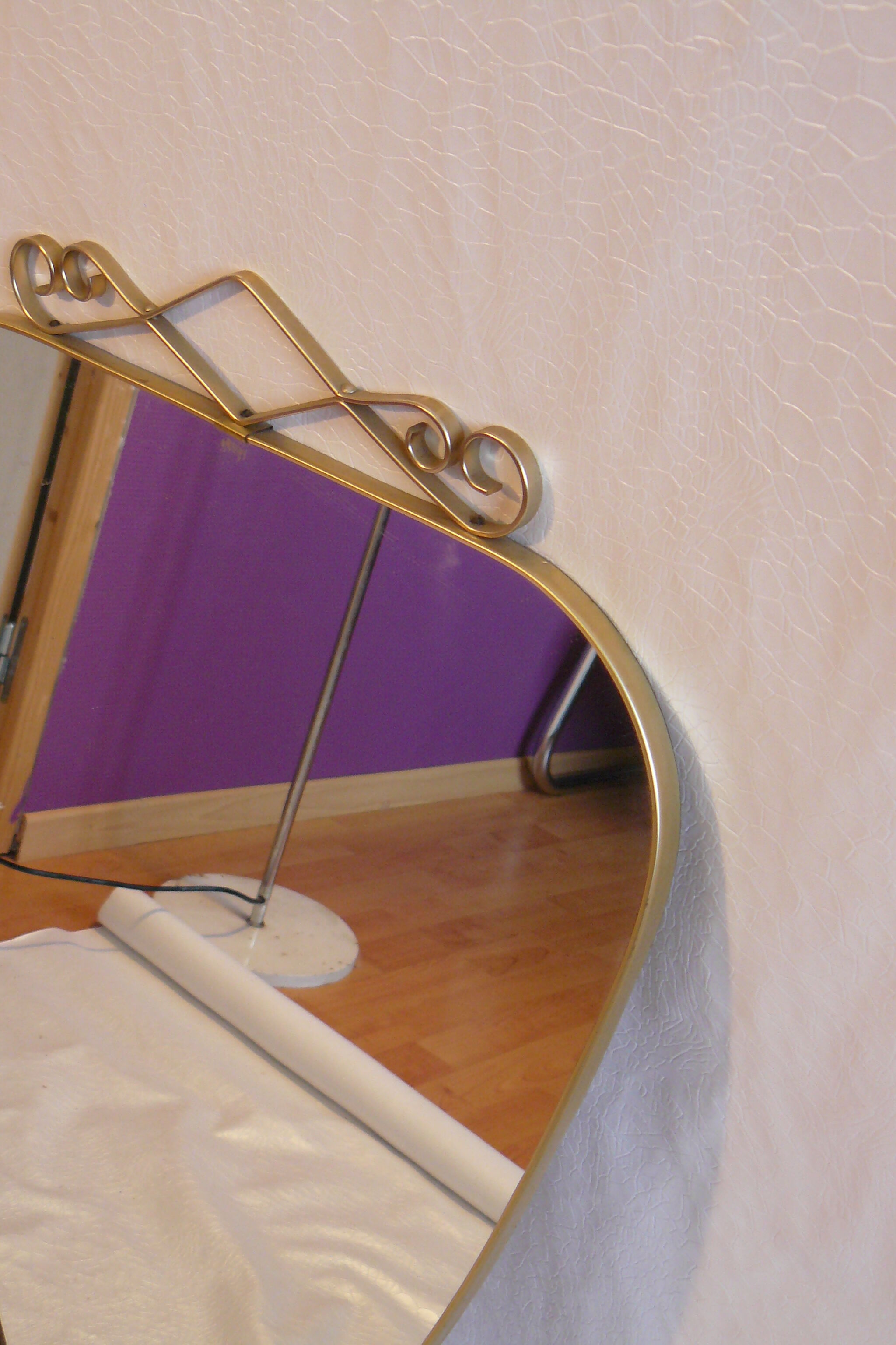 Asymmetric mirror shape free vintage brass