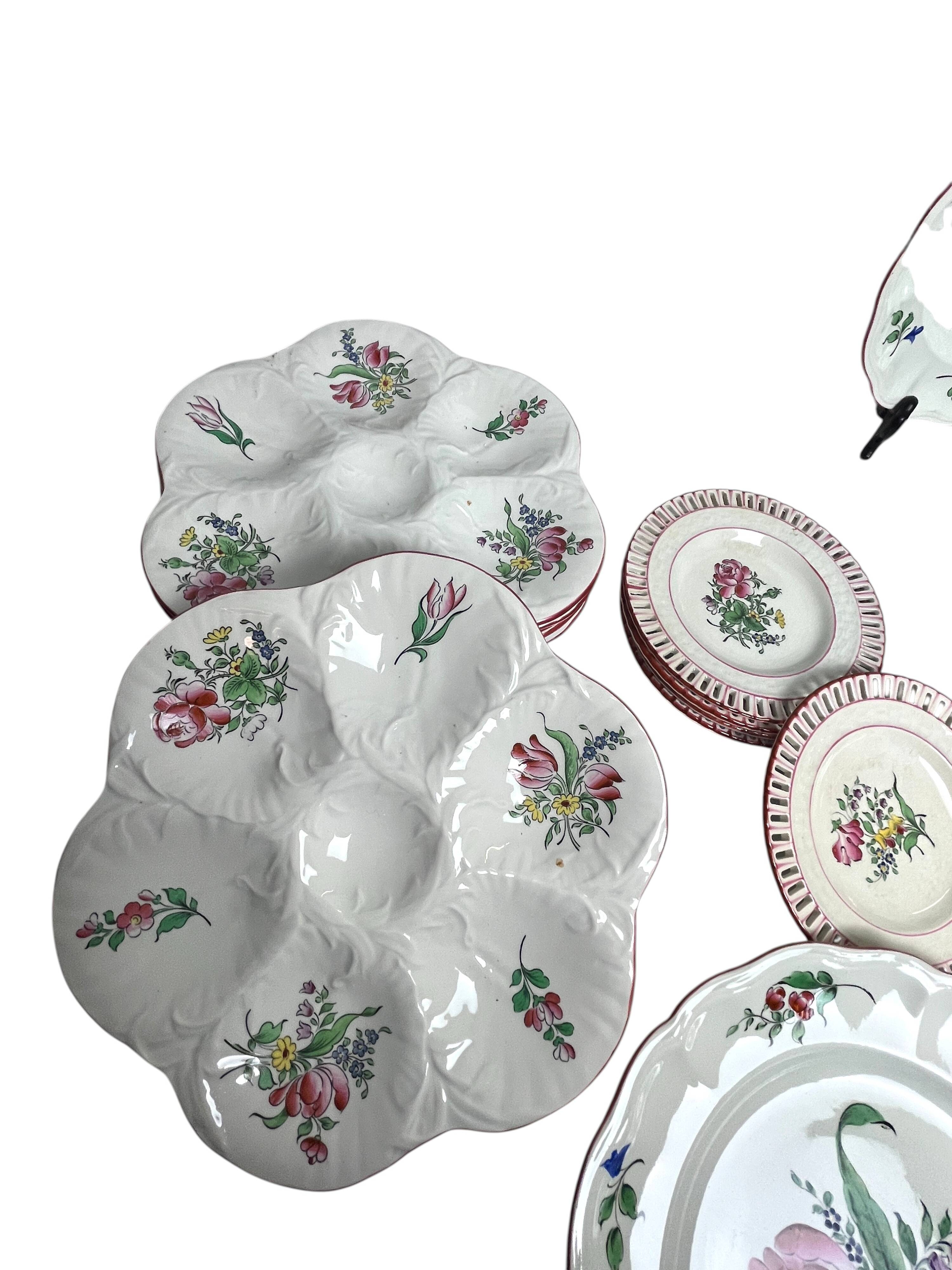 42-piece Lunéville KG tableware set with floral decoration, 20th century
