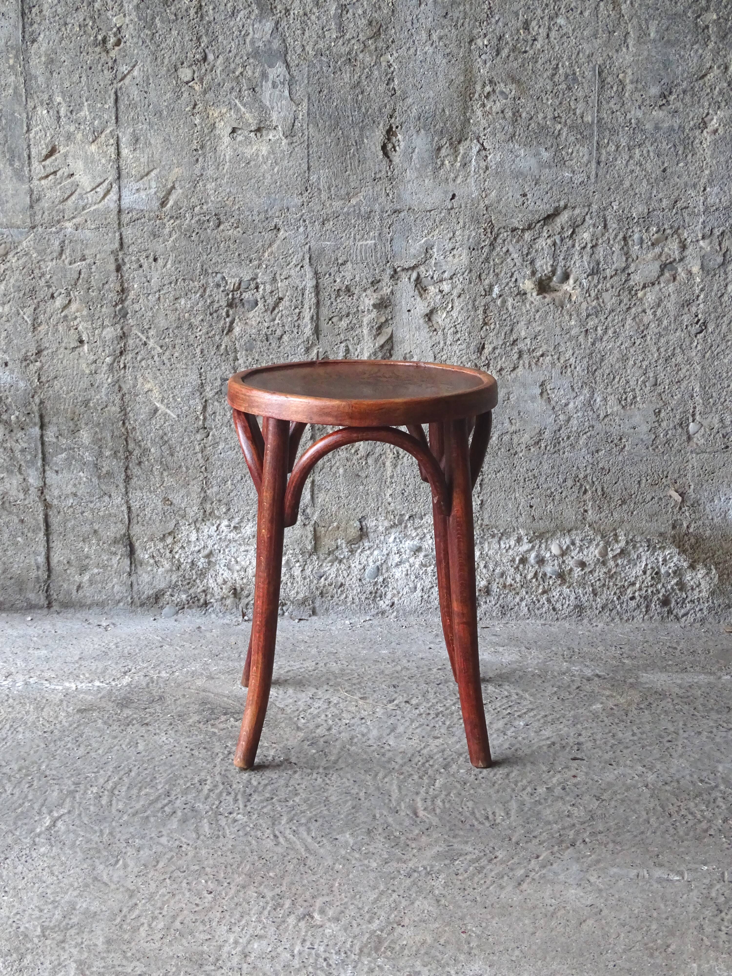 Bistro stool with thermoformed wooden seat, 1920