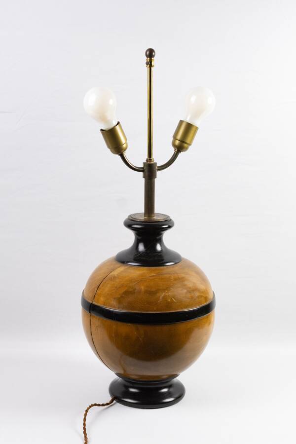 Turned wooden ball lamp base