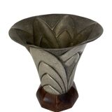 Art Deco, embossed pewter vase signed DELAVAN circa 1930