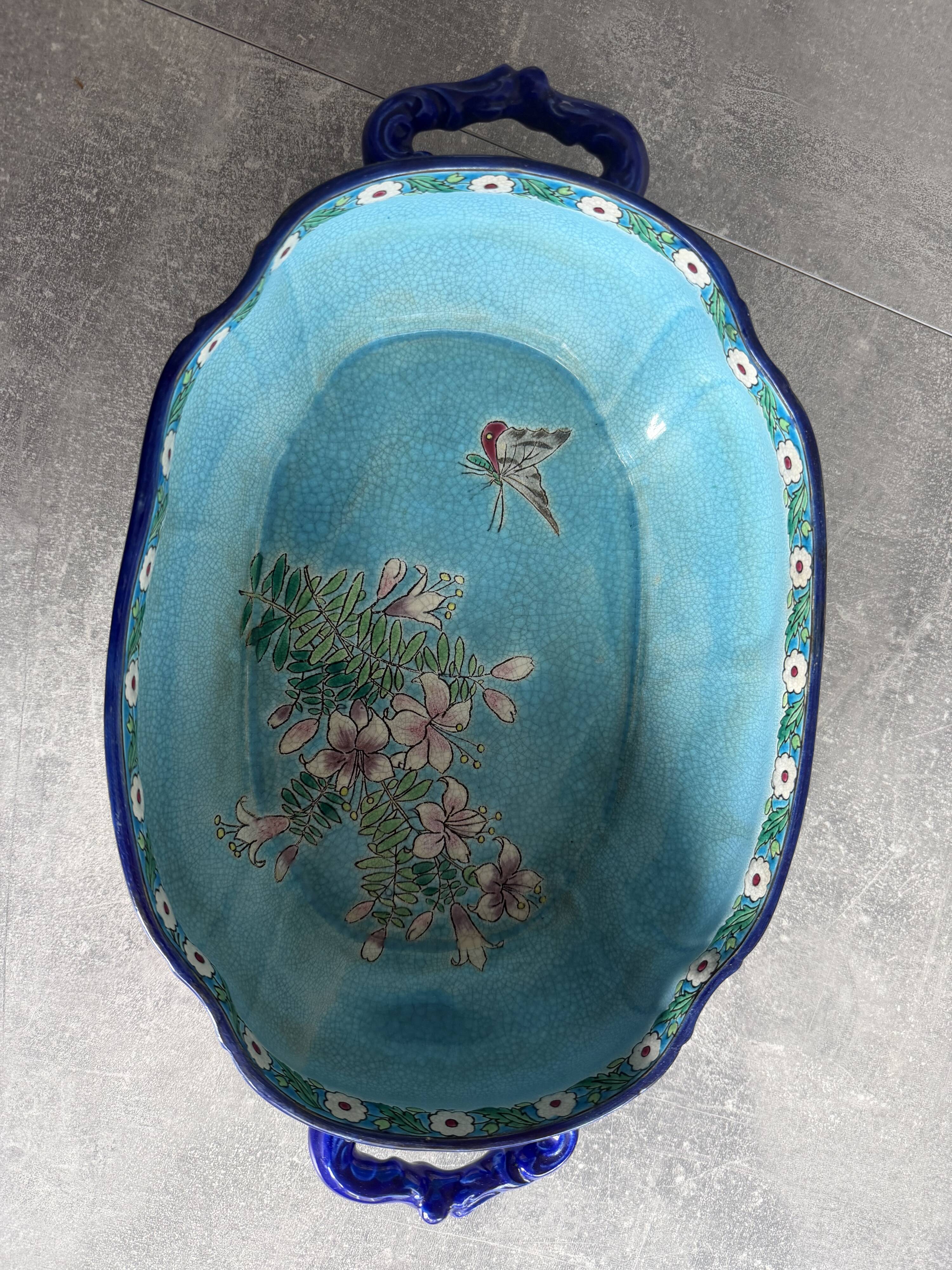 Fruit bowl enamelled by Longwy around 1880
