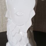 Contemporary vase in the shape of an owl, white ceramic