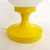1960s globe table lamp, yellow metal base