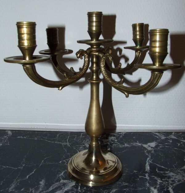Paire de chandeliers 5 feux en bronze