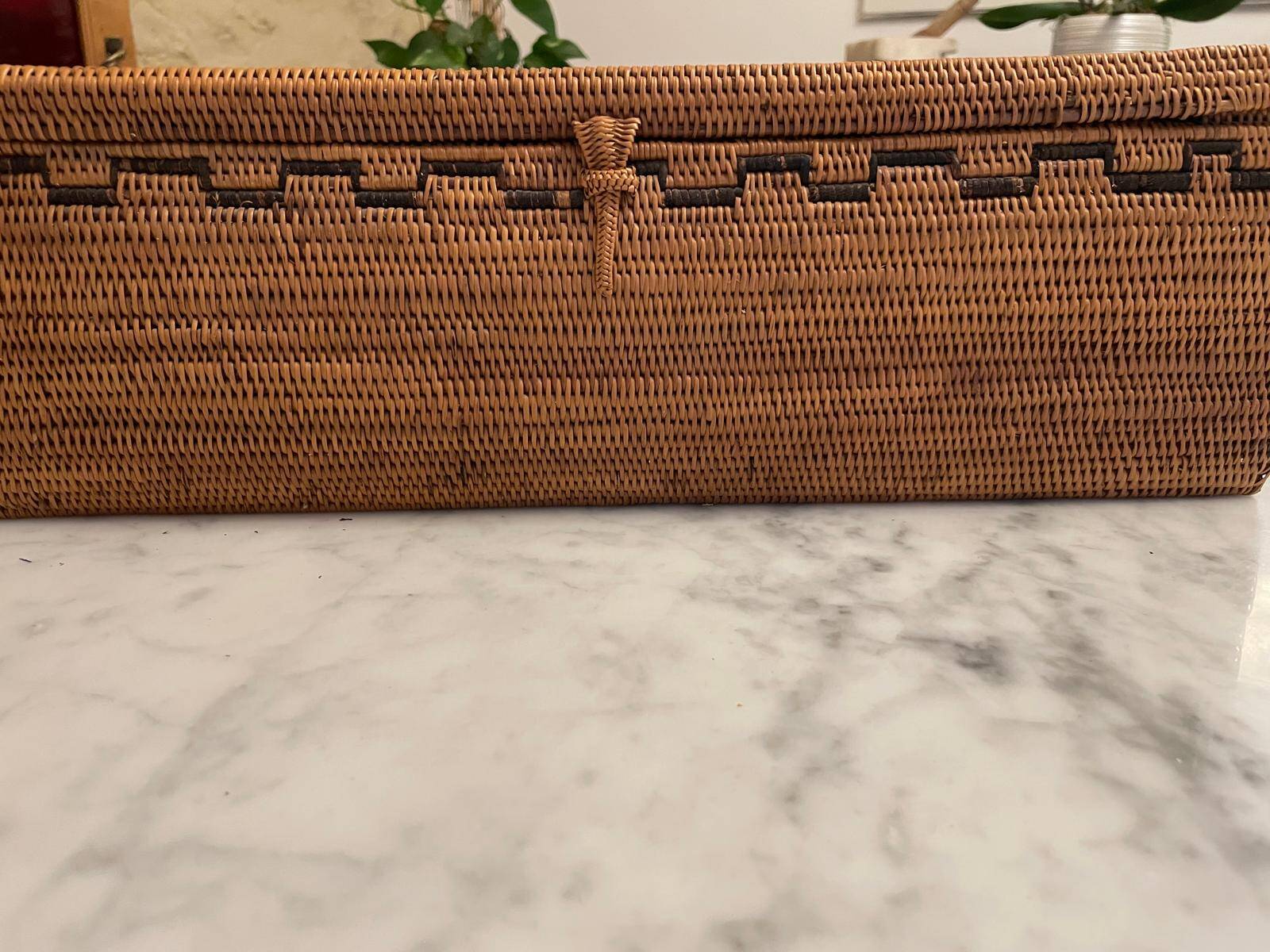 Vintage rattan trunk with lid