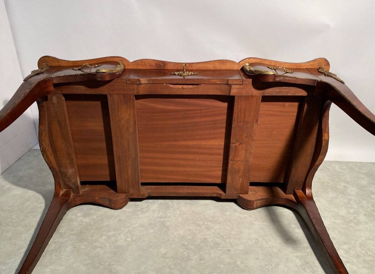 Louis XV style mahogany veneer flat desk