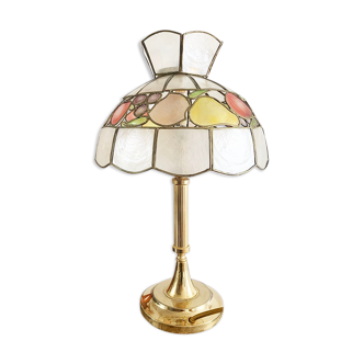 Table lamp gold metal and mother-of-pearl