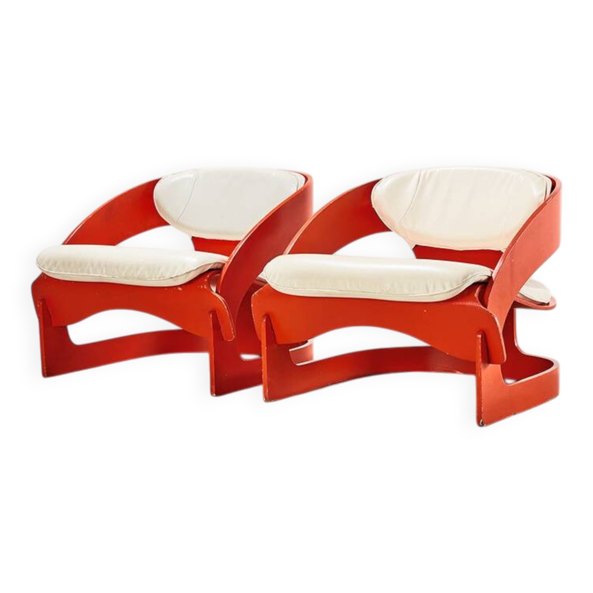 Joe Colombo Pair of Early 4801 Lounge Chairs for Kartell Italy 1964