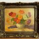 Peinture à l’huile hollandaise, nature morte aux fleurs, peinture à l’huile zinnias, blanc jaune orange rouge violet