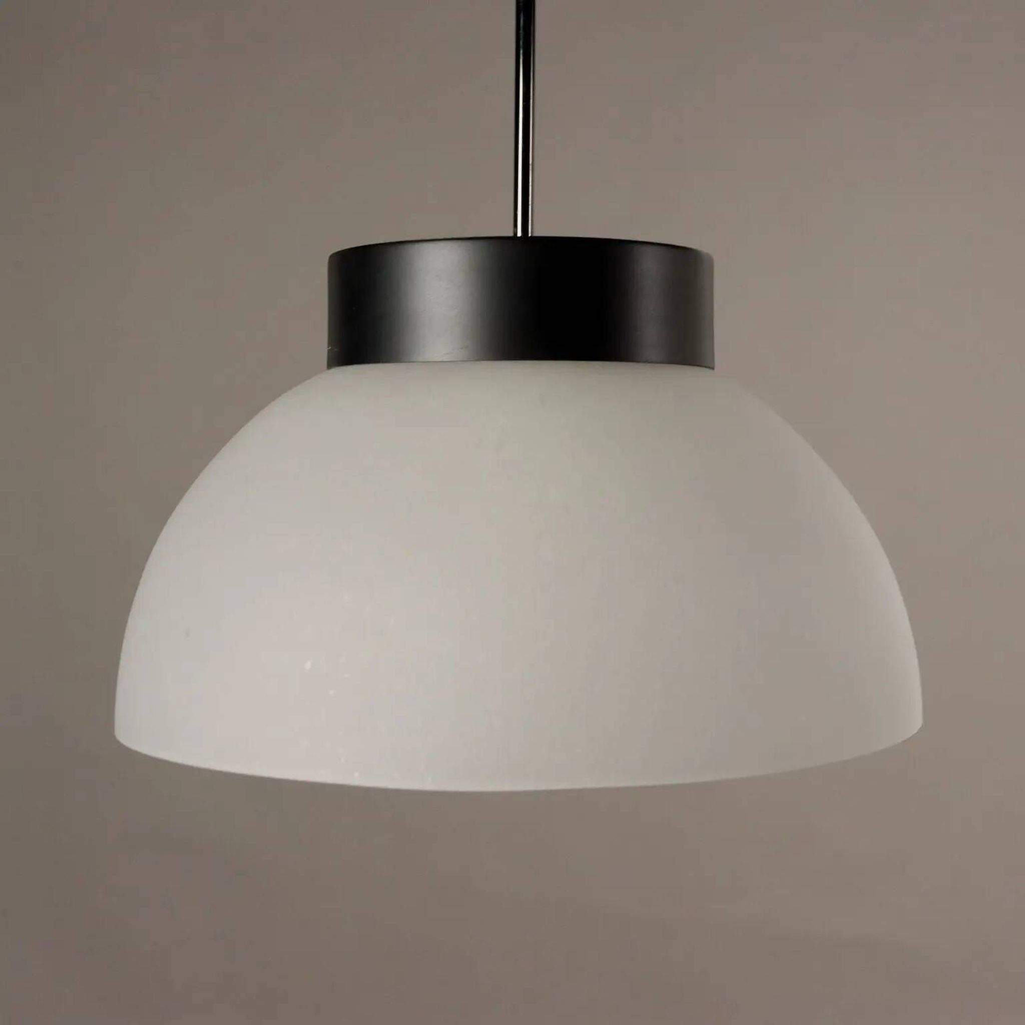 Vintage aluminium and glass pendant light, Italy, 1970s.