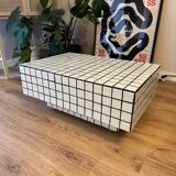 White and black mosaic tile coffee table