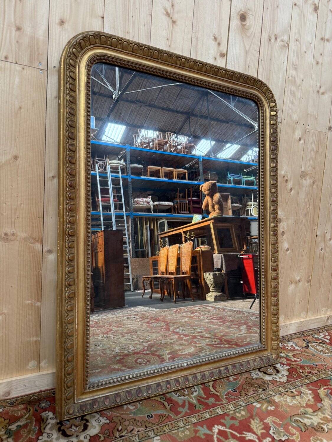 Louis Philippe mirror gilded with gold leaf, mercury mirror from the 19th century.