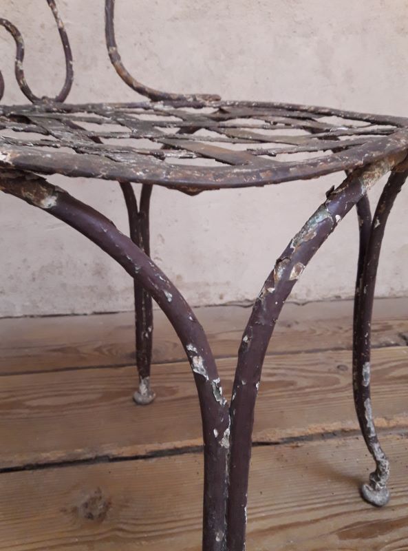 Xix° wrought iron garden chair