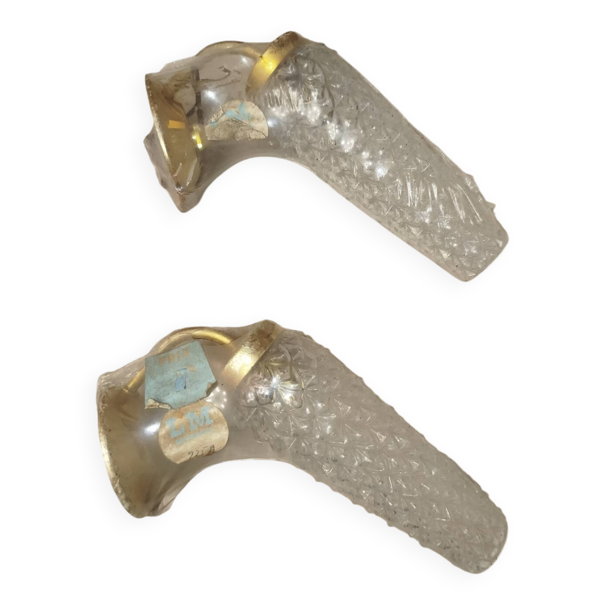 Pair of vintage molded glass wall sconces – 1960s – Condition of