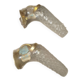 Pair of vintage molded glass wall sconces – 1960s – Condition of