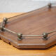 Plateau bois vintage, centre de table, plateau de service