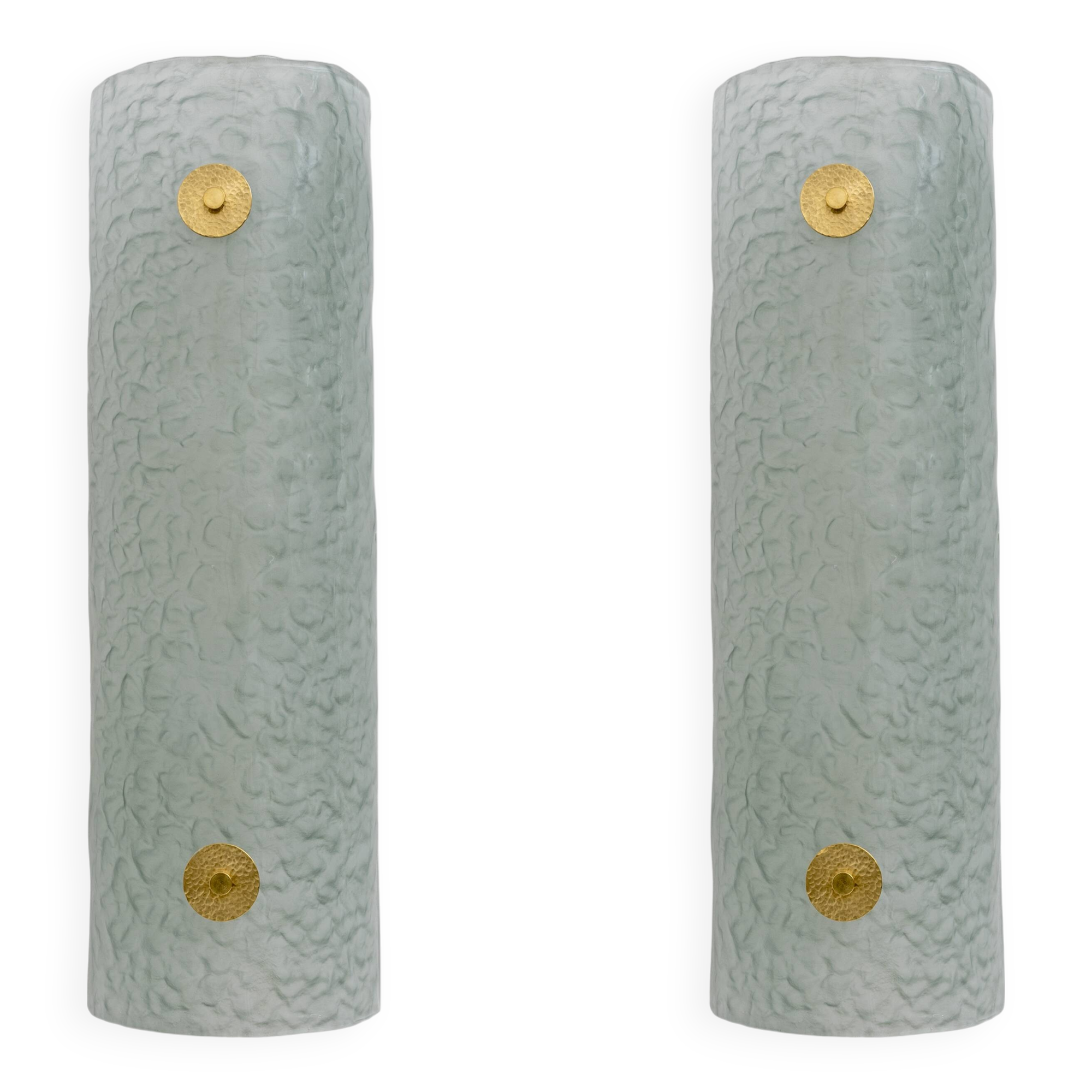 Pair of Modern Italian Murano Glass Green Water and Brass Wall Sconces