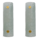 Pair of Modern Italian Murano Glass Green Water and Brass Wall Sconces