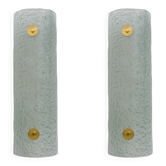 Pair of Modern Italian Murano Glass Green Water and Brass Wall Sconces