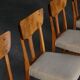 Early 20th century, set of 4 Danish Art Nouveau dining chairs, burl & velvet.