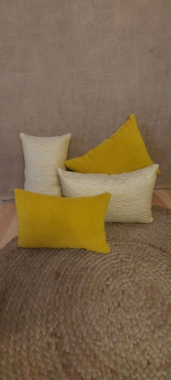Set of yellow mustard cushions