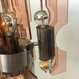 Lampe veca fontana arte verre fumé rose orange vintage 60.s rare