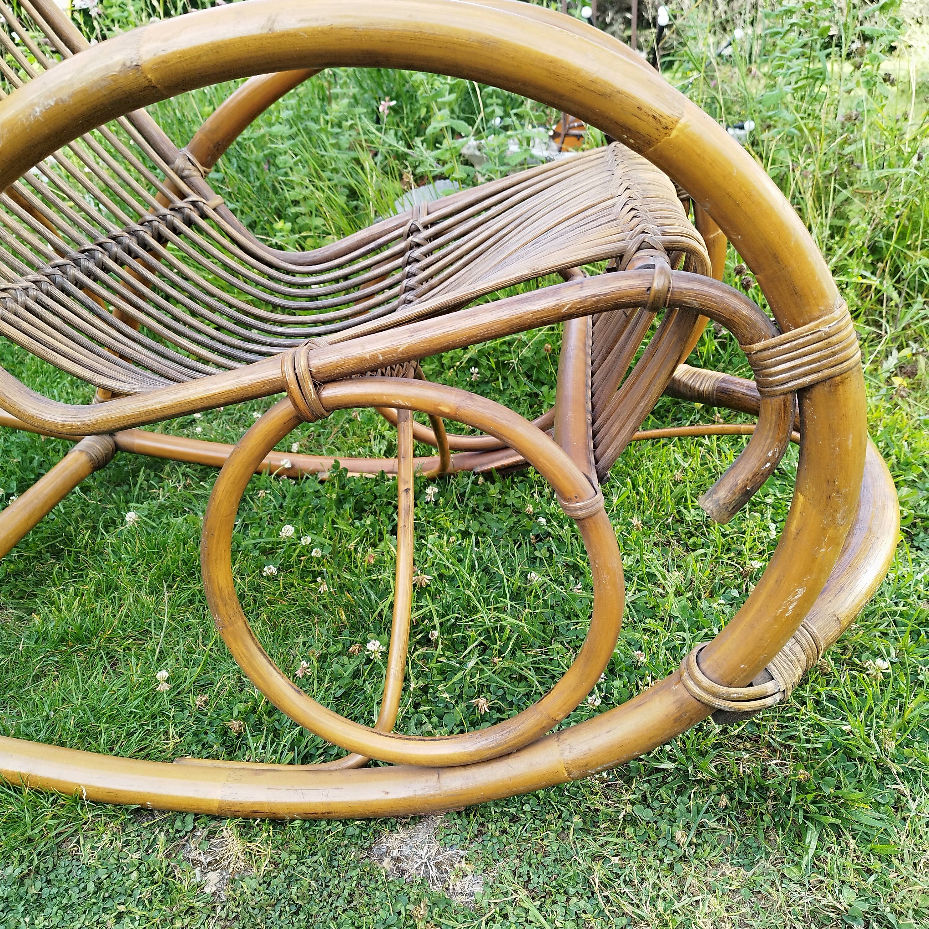 Rocking-chair vintage rotin