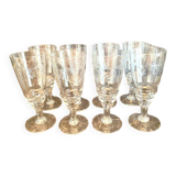 Set of 8 engraved crystal glasses from the 1970s
