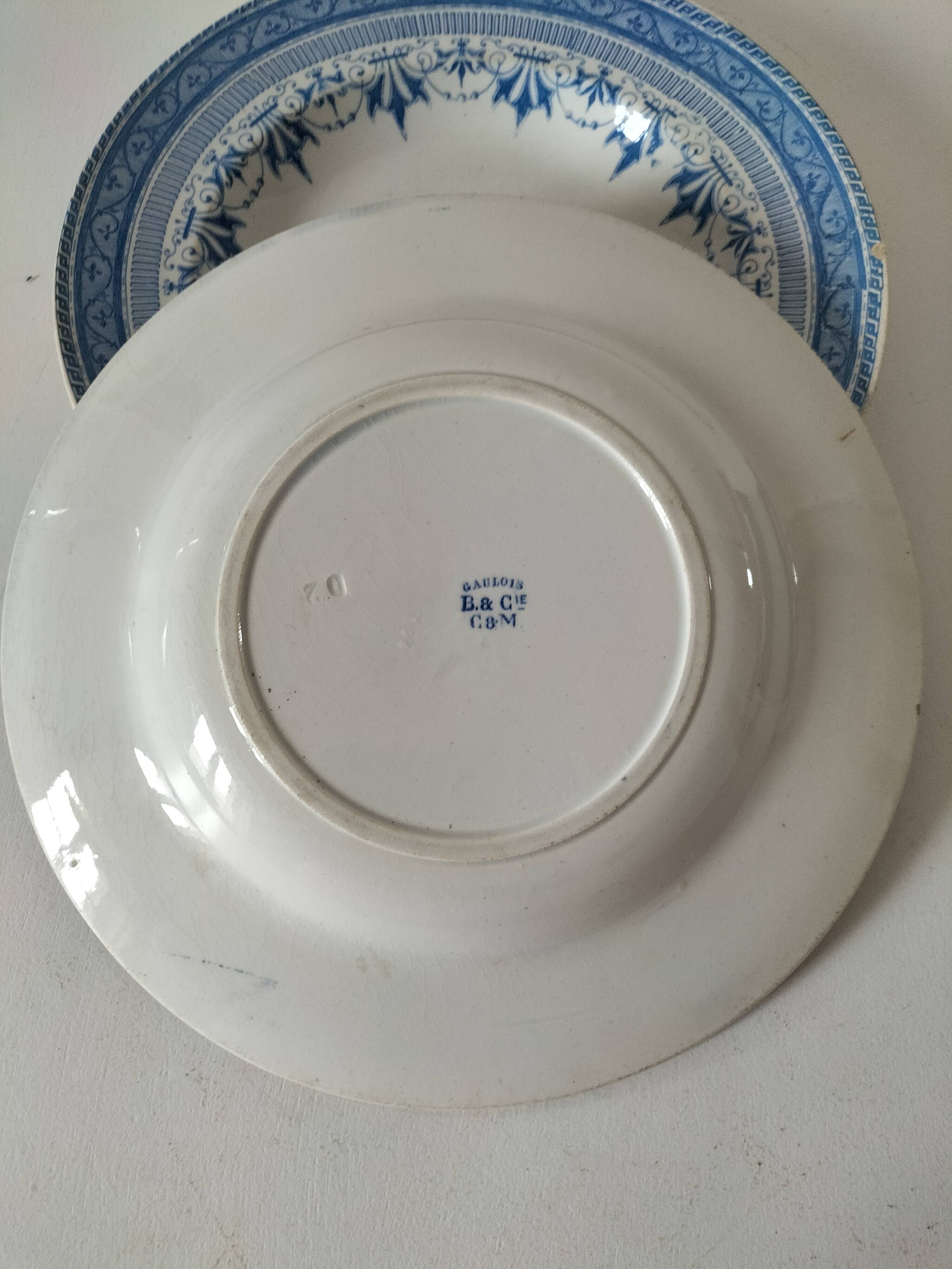 Pair of old Boulenger Choisy-le-Roi soup plates – Gallic decor
