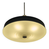 Grande suspension Mid Century métal laqué verre opalin gravé 1960
