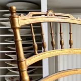 Napoleon III chair in gilded wood and beige cotton