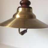 Brass and wood hanging lamp