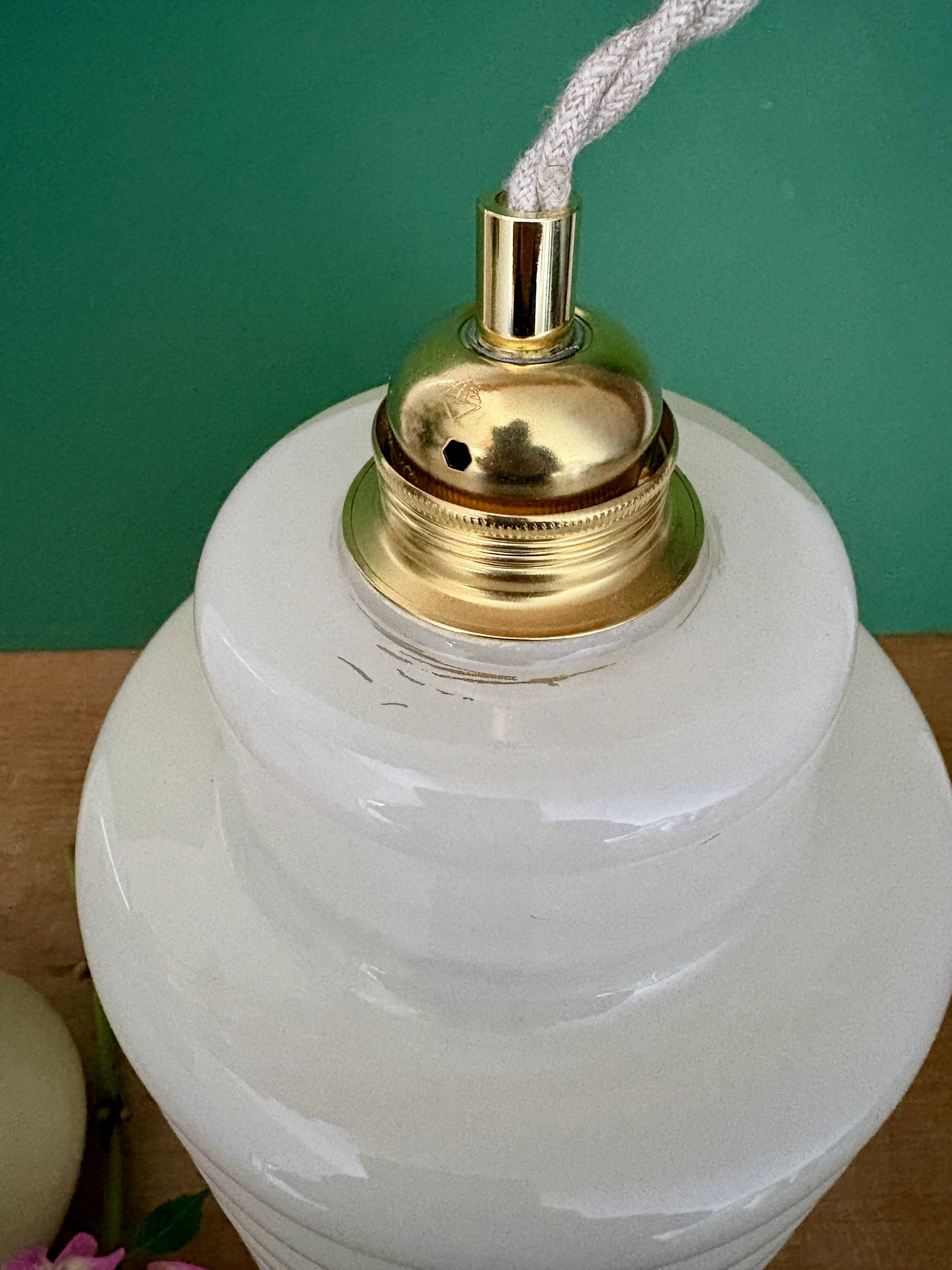 vintage pale yellow opaline suspension globe