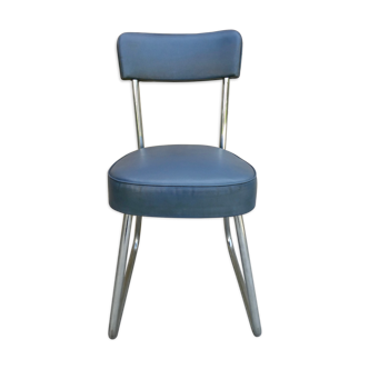 Ronéo office chair from the 60s, Skaï grey blue