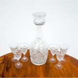 Crystal decanter with glasses, Poland, 1960s