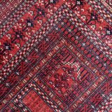 Handmade turkmen hachli vintage rug 142cm x 221cm 1960s