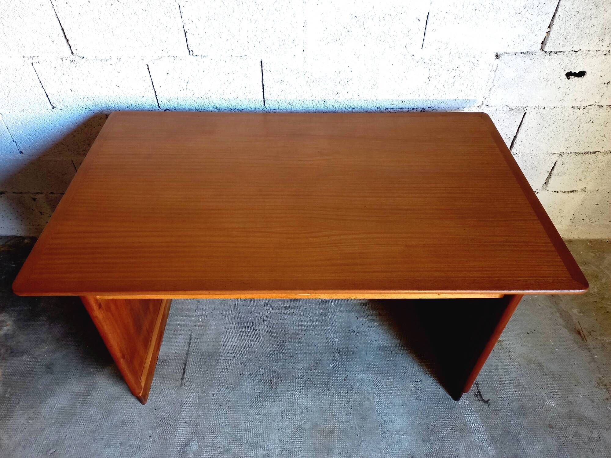 Bureau de direction vintage en bois et teck années 50/60