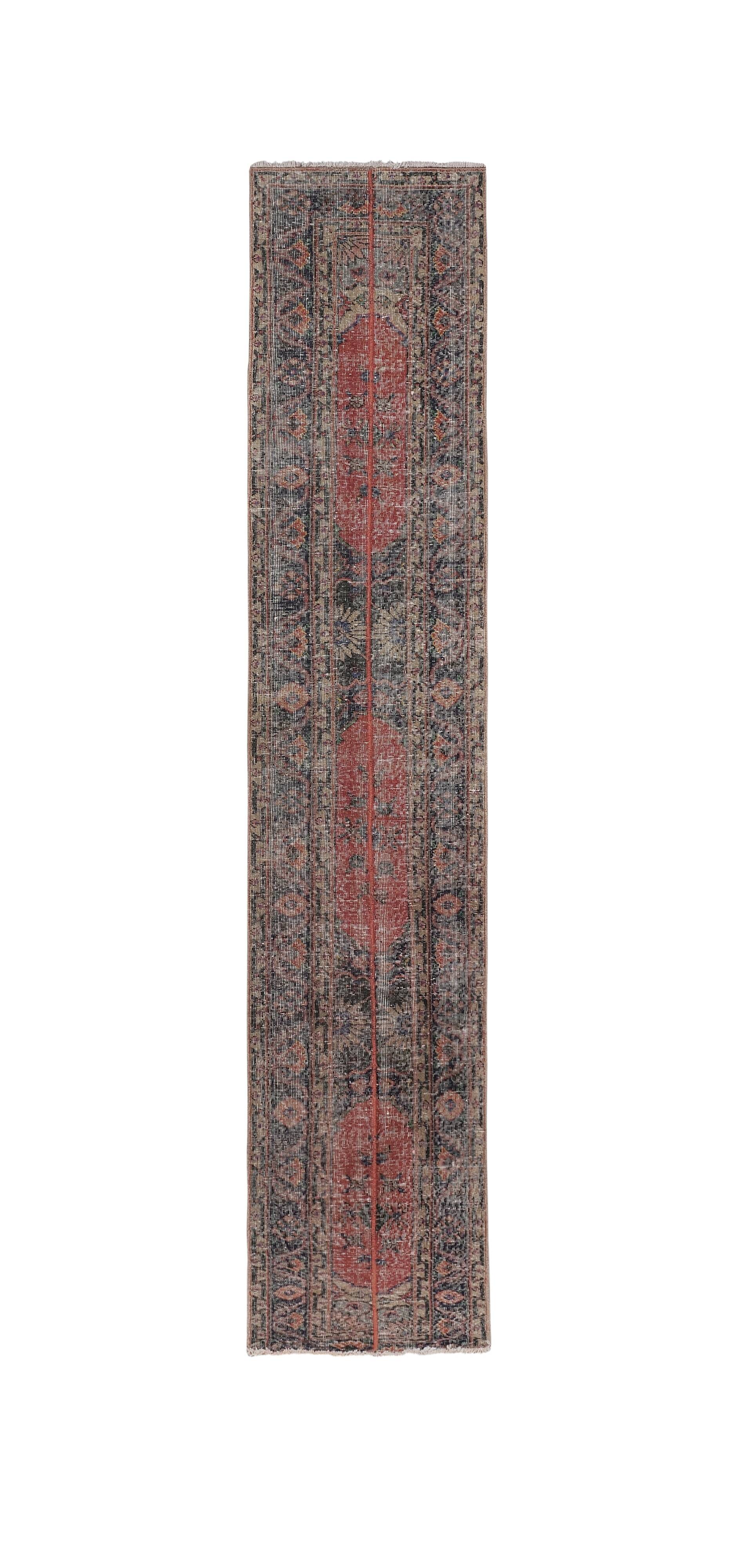 Vintage Turkish Oushak Handwoven Rug 68x361 cm