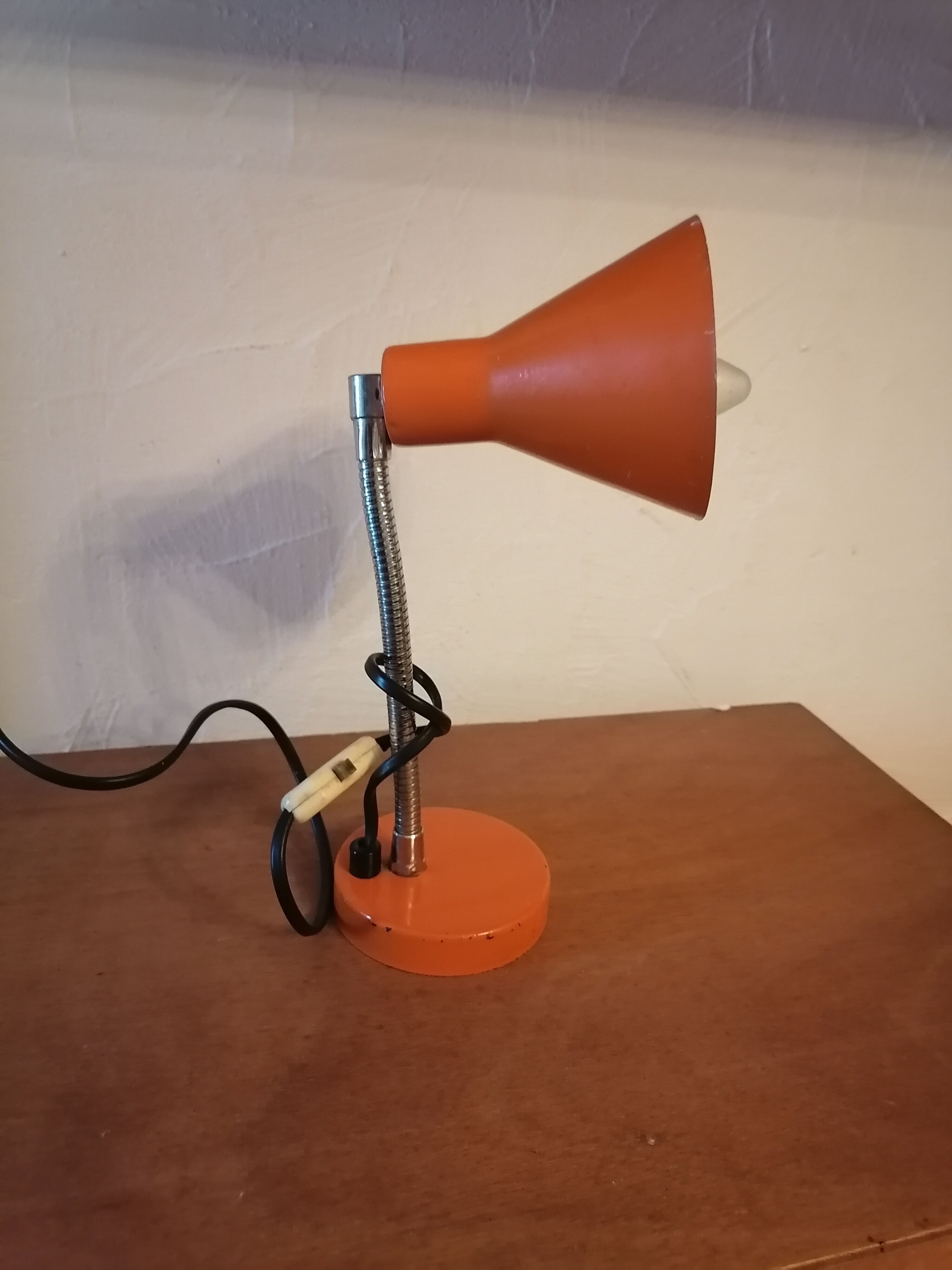 Bedside lamp articulated desk 1960 orange