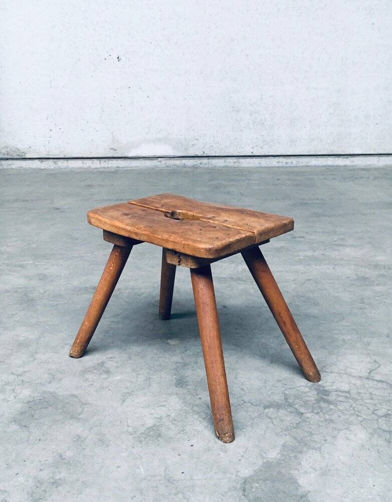 Folk Art Handmade Milk Stool, Late 1800s